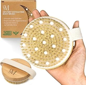 C.S.M. Body Brush for Wet or Dry Brushing - Gentle Exfoliating for Softer, Glowing Skin - Get Rid of Your Cellulite and Dry Skin, Improve Your Circulation - Gentle Massage Nodes