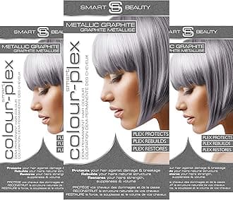 Metallic Graphite Grey Hair Dye Demi-Permanent, Grey Toner for Bleached Hair, Plex Hair Care, Vegan Hair Dye & Cruelty-Free, Grey Coverage, Silver Grey Hair Colour by Smart Beauty (pack of 3)