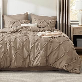Bedsure King Size Comforter Set Khaki - Bed in a Bag Bedding Set 7 Pieces, GentleSoft™ Pintuck Bed Set Gift for Family, Pinch Pleat Khaki Comforter with Sheets, Pillowcases & Shams