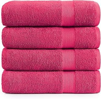 LANE LINEN 100% Cotton Oversized Bath Towels Set of 4 (35"x66") - Ring Spun Cotton Oversized Towels - Quick Dry, Soft & Absorbent Extra Large Bath Towel Set - Dorm Essentials for Girls - Fuchsia