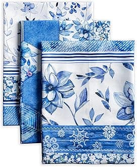 Maison d' Hermine Dish Towels 100% Cotton Kitchen Towels Washable Set of 3 Dishcloth, Home, Kitchen, Dining & Camping, Summer Blues - Spring/Summer (50cm x 70cm)