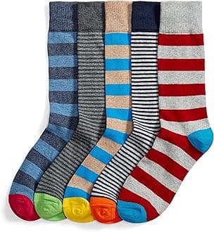Men's Comfortable Cotton-Poly Blend Patterned Dress Socks