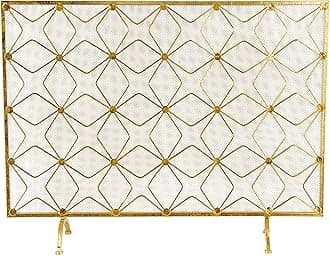 Modern Gold Metal Fireplace Screen