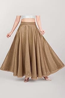 Women's Poly Silk Skirt/Lehenga With 8 Meters Maxi Flare (Double Ghera)