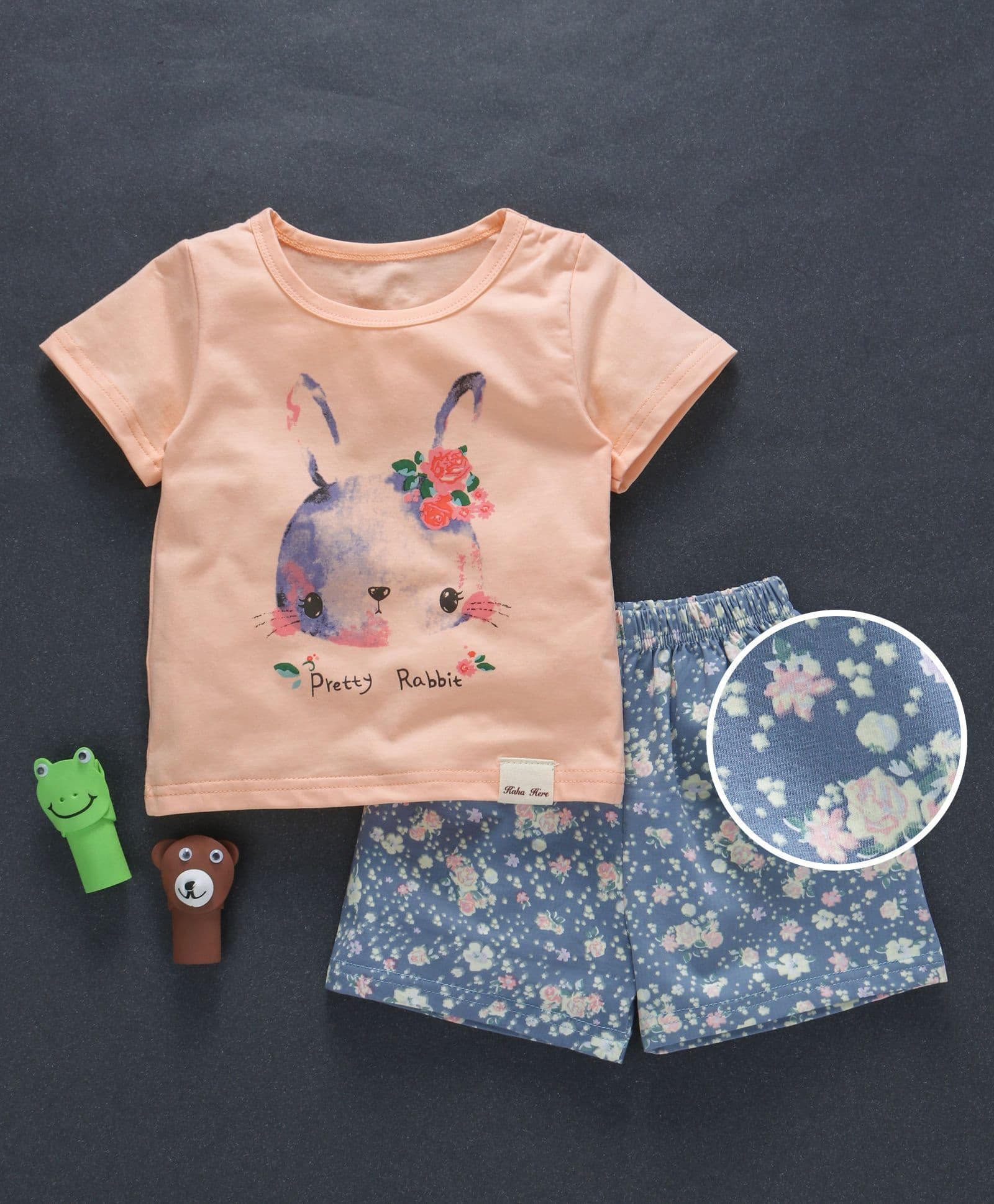 Here Pretty Rabbit Top & Short Set - Light Orange