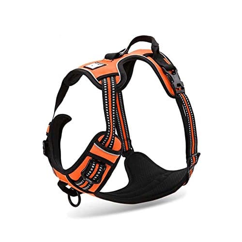 ADOV Dog Harness, Adjustable And Durable Leash for Medium and Large Pet, No Pull Reflective Oxford Soft Vest With Handles Perfect for Daily Training Walking and Running- Medium - Orange