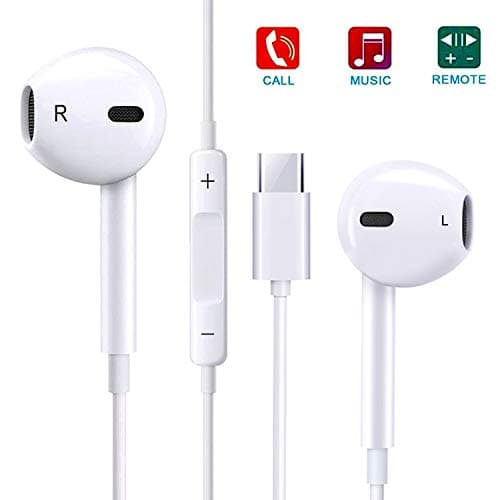 OfsPower Type-C Headphone Microphone, USB-C Earbud Mic, USB Type C Earphones Volume Control, Stereo Headset Noise Cancelling for Huawei Samsung Google LG Sony Headphones