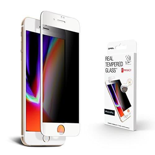 GPEL Privacy Screen Protector for Phone 8 Plus / 7 Plus Case Friendly Work with Most Case 3D Edge-to-Edge Japanese Asahi 9H Real Tempered Glass 99% Touch Accurate (White)