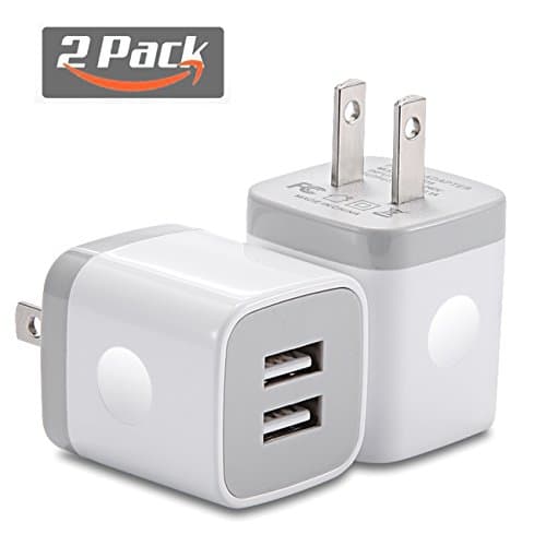 USB Wall Charger, Charging Cube LEEKOTECH 2-Pack 2.1A/5V Dual Port USB Charger Plug Power Adapter for iPhone X/8/7/6/6S Plus/5S/5, Samsung, LG, HTC, Huawei and More