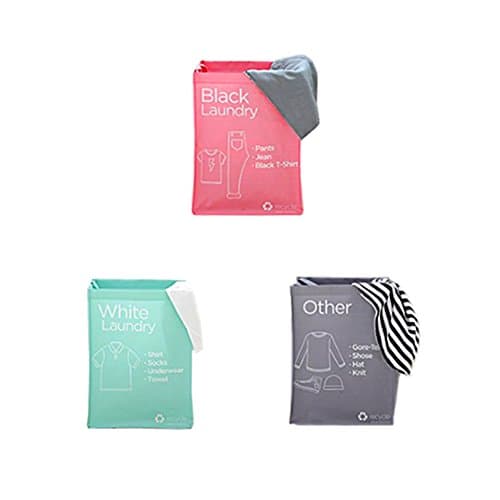 LivenseHome Recycle Bin, Laundry Hamper Drawstring Waterproof Compartment Container Pack of 3 Pink ,Grey, Mint (Laundry Hamper)