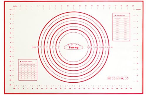Tammy Pastry Mat Silicone Bakeware Mat Rolling Sheet Baking Liner Pastry Pad 24"x 16" Inch, Red