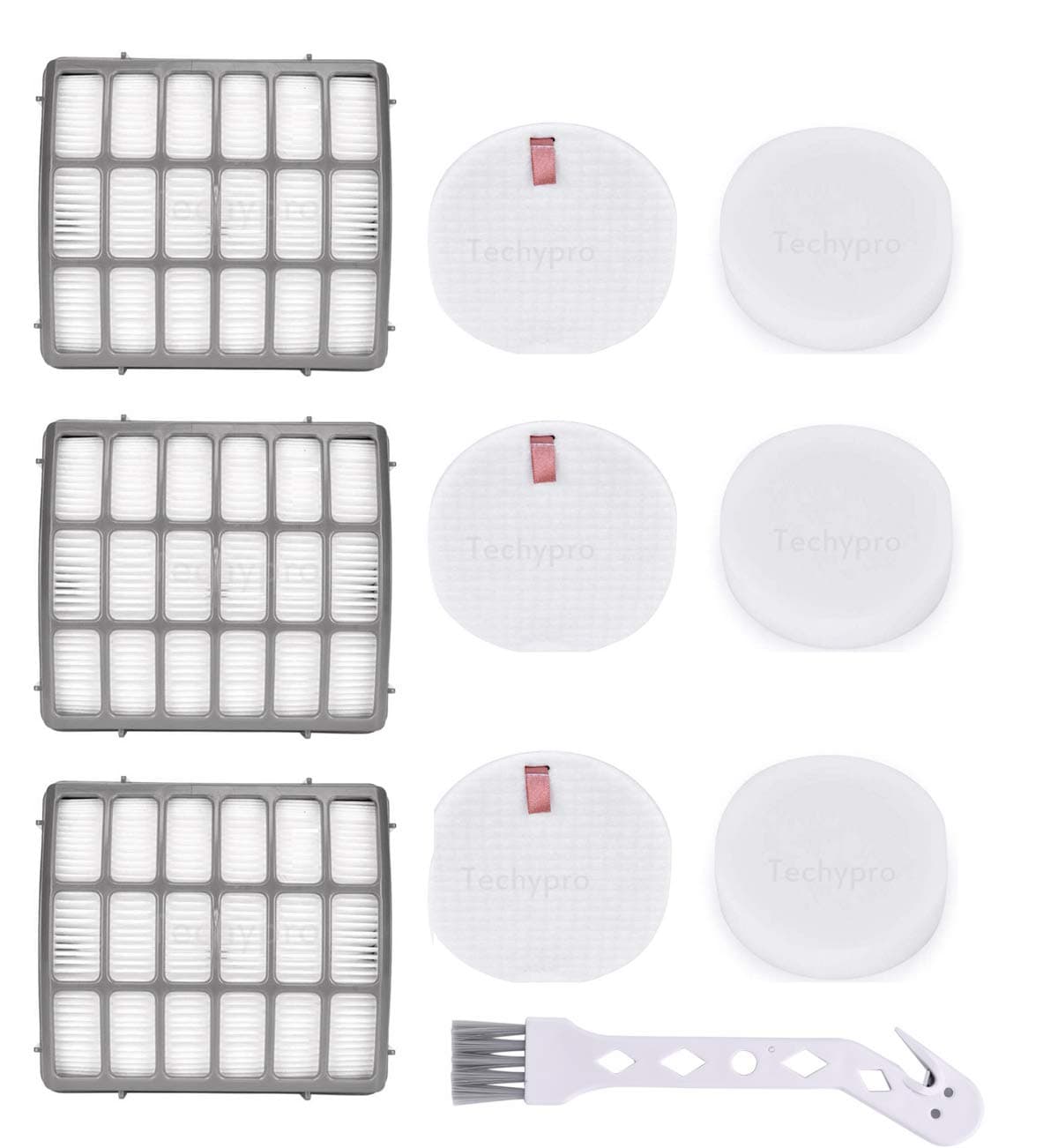 Techypro 3 + 3 Pack Vacuum Filters Replacement Set for Shark Navigator Professional (NV70, NV71, NV80, NVC80C, UV420)& Shark Rotator Professional XL Capacity (NV90, NV95), Replacement XFF80 XHF80
