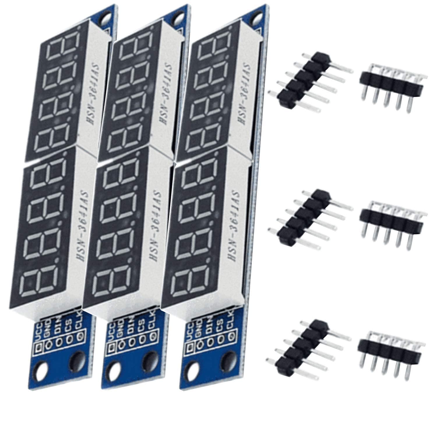 AZDelivery 3 x LED Display 8 Digits 7 Segment MAX7219 Module for Arduino and Raspberry Pi including free eBook