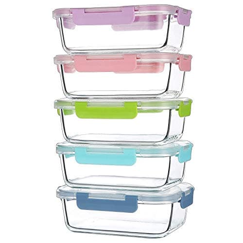 5 Pack Single Compartment Glass Container