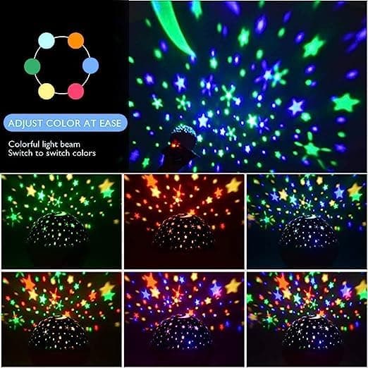 AISUO Lighting Lamp, Star Projection with Auto Shut Off Timer, 7 Color Rotating Options by Remote, Rechargeable Lithium Battery & Dimmable Function, for Kids, Children, Friends