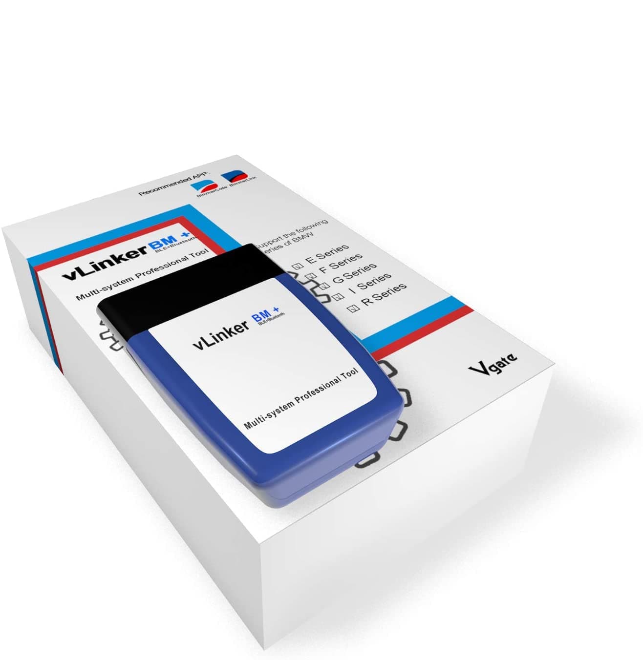 Vgate vLinker BM Plus Bluetooth BLE OBD2 Scanner for BMW/Mini, Works with iPhone & Android Unlock Auto Hidden Functions in BimmerCode, OBD II Diagnostic Tool