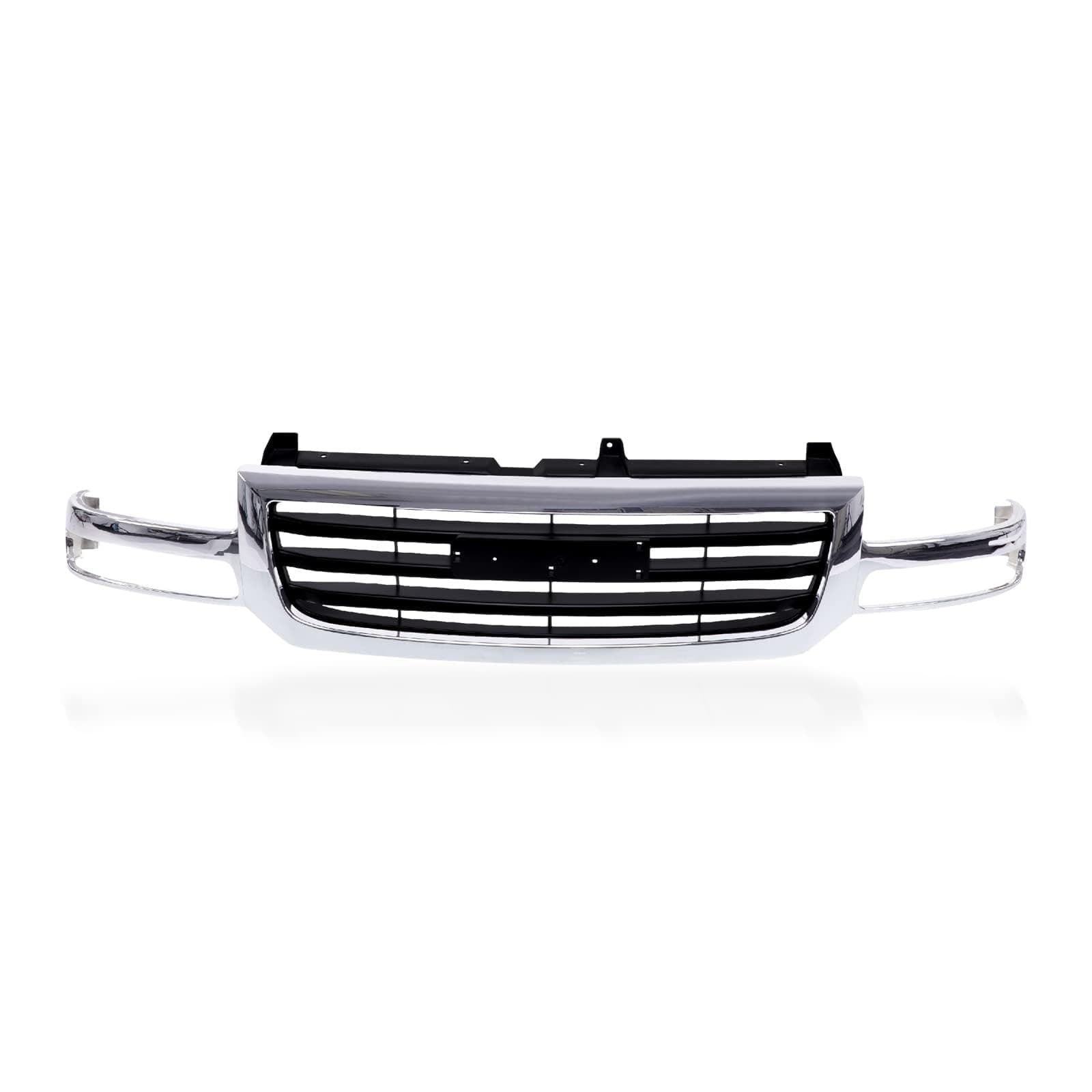 New Front Grille Chrome Shell and Black Insert Assembly Fits 2003-2007 GMC SIERRA PICKUP Fits 19130791 GM1200475