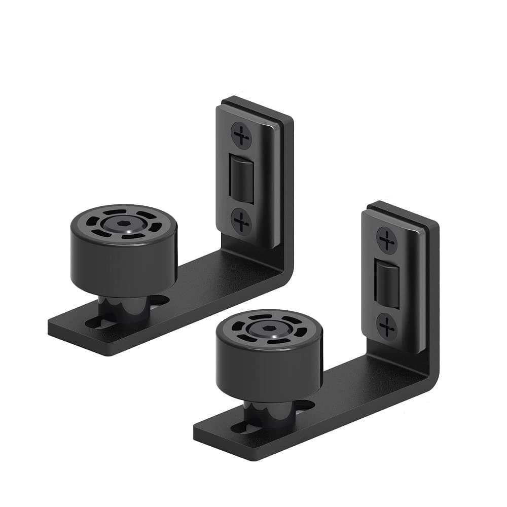 CCJH Sliding Barn Door Floor Guide Adjustable Wall Mount Flush Bottom Door Guides (2, Black)