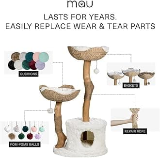 MAU Modern Cat Tree Tower for Large Cats, Real Branch Luxury Cat Condo, Wood Cat Tower, Cat Scratching Tree, Cat Condo, Cat Lover Gift, Luxury Cat, Cat Gifts by Mau Lifestyle