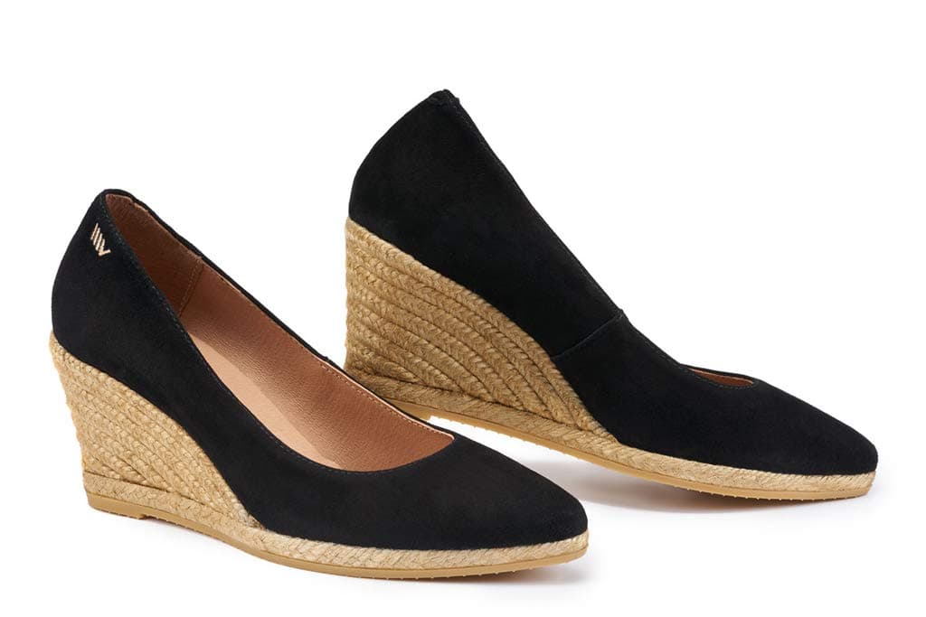 VISCATA Roses Espadrille Suede Wedges Spain Handmade 2 ½” Heel Women's Pumps with Soft, Premium Suede Upper and 100% Natural Jute Midsole for All Occasions: Casual, Work, Party