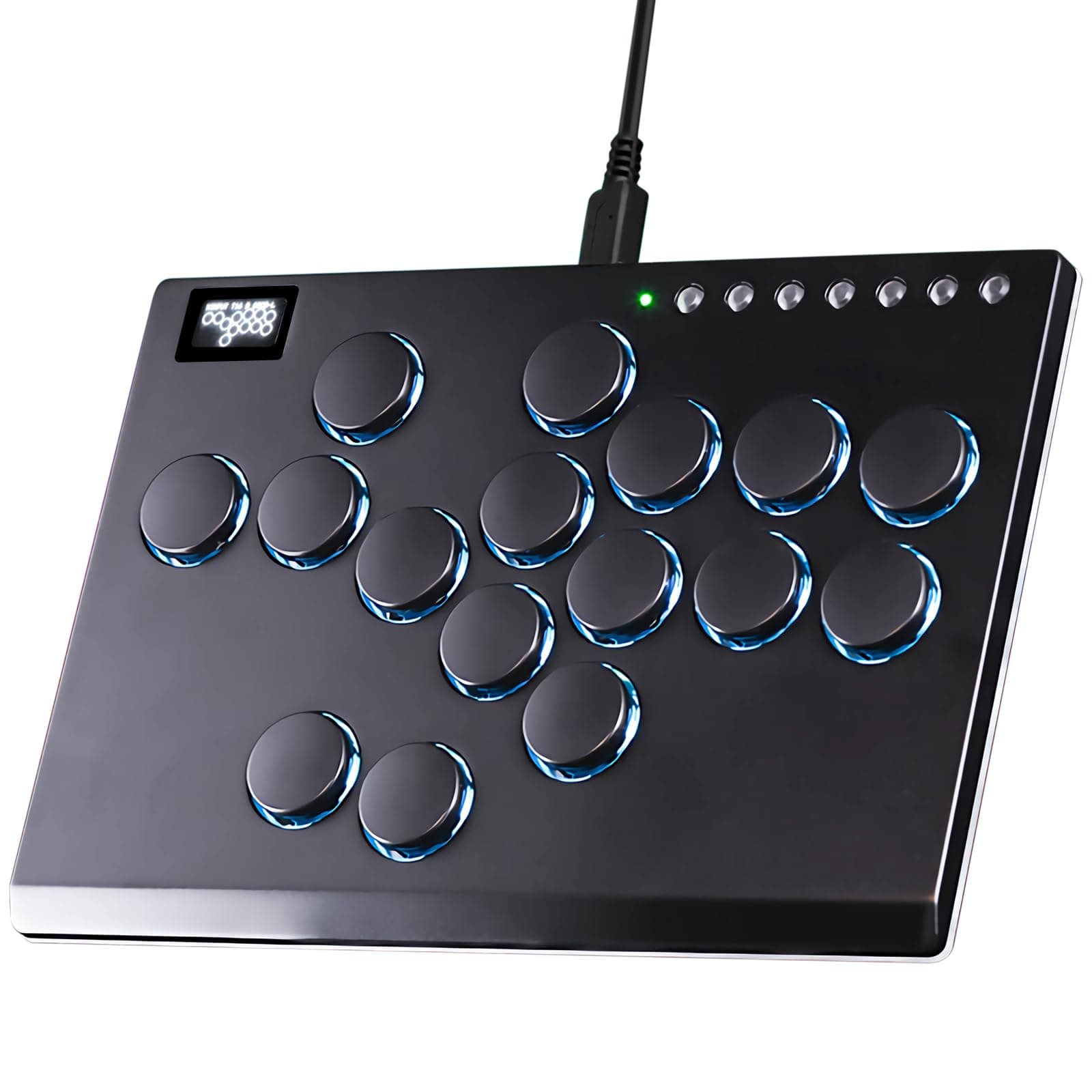 Sehawei All Metal Arcade Stick 16Keys All-Button Controller with Custom RGB & Turbo Functions,Arcade Fighting Stick for PC/Ps3/Ps4/Switch/Steam-Supports SOCD(Black)