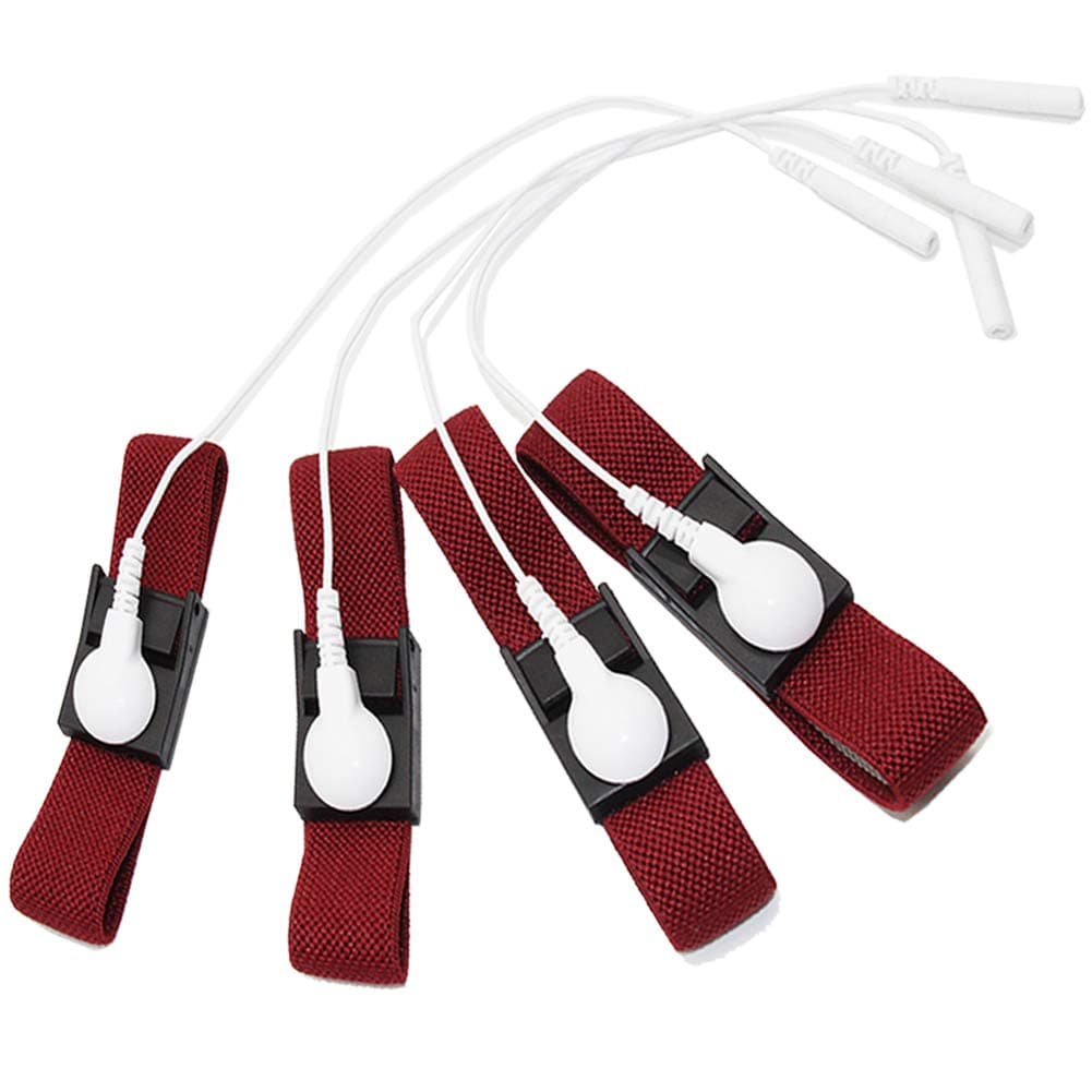 Electric Stim Adjustable E-stim Wrist Strap Components Estim Accessories 4pcs Red Conductive Rubber Stim Loops 4pcs Wires