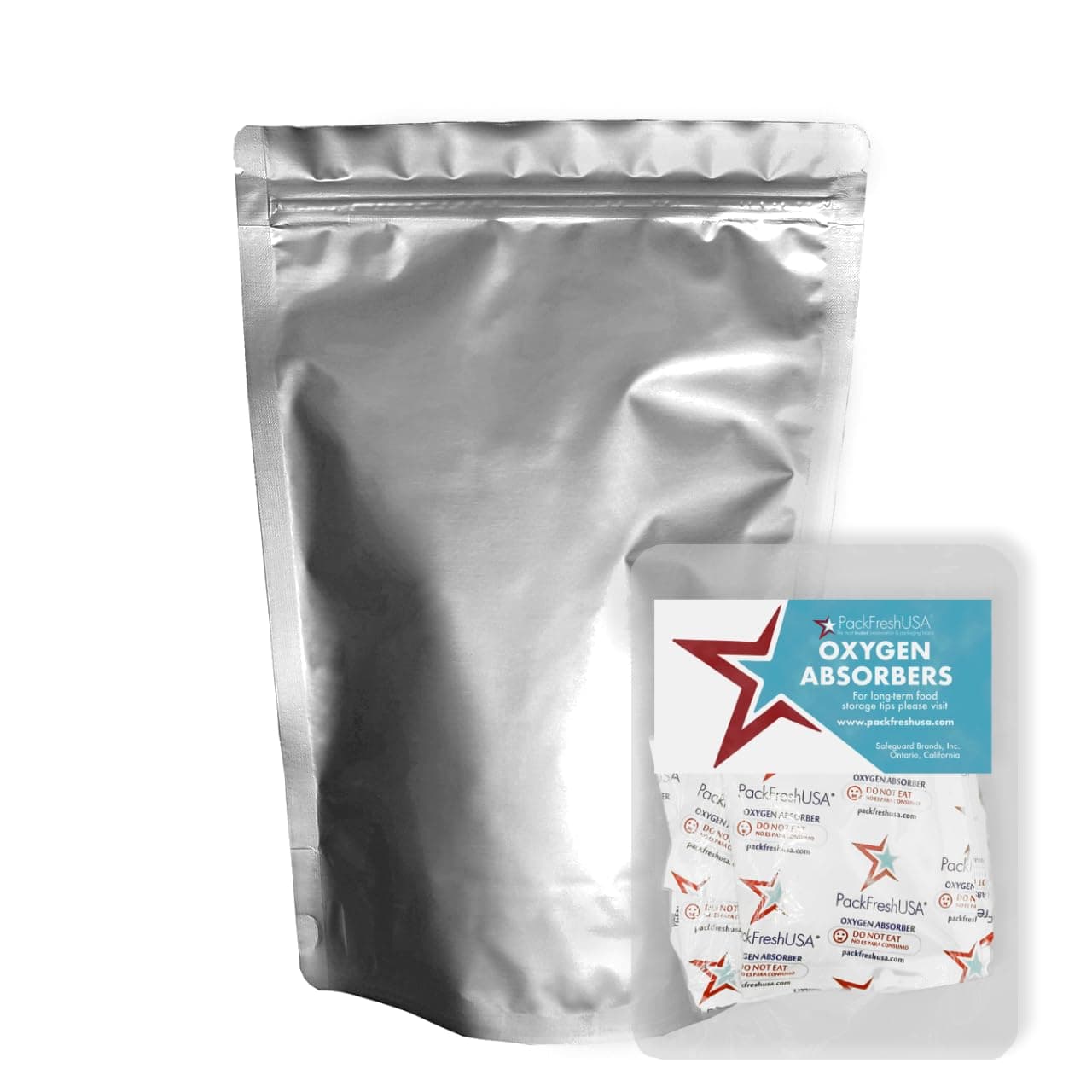 - 100 Pack - 7 Mil - 2 Quart Seal-Top Stand Up Mylar Pouch Bags - 300cc Oxygen Absorbers - Resealable - Rounded Corners - Long-Term Food Storage