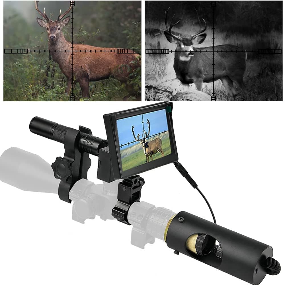 DIY Night Vision Scope,Quick Installation Barrle,5" Display Screen with 5w 850nm IR(Infrared Illuminator),View 218YARD/200m in Night,for 38-44mm Eyepiece Scope (Rifle Scope)