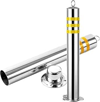 Kanduo security bollard 2 pcs Driveway Safety Bollard Stainless Steel Parking Posts For Garage And Parking Reflective Safety Parking Post(800x76mm-2pcs)