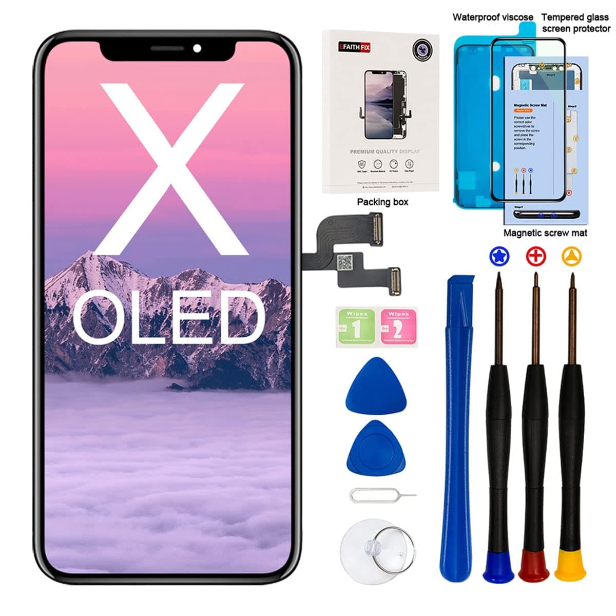 EFAITHFIX for iPhone X OLED Screen Replacement Black (5.8'')