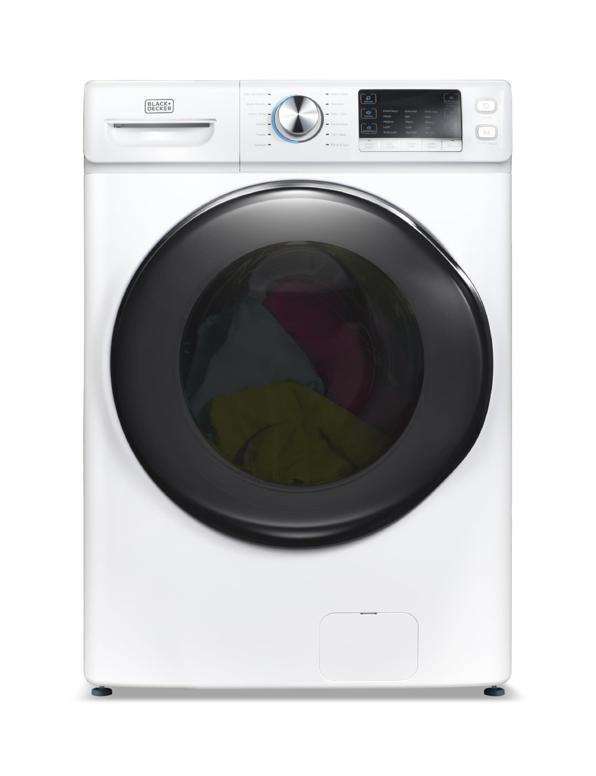 4.5 Cu. Ft. Front Load Washer, Full Size Washing Machine with 12 Cycles, ENERGY STAR certified Washer Machine, Hot & Cold Inlet Hoses, LED Display, 120V, BFLW45M, White