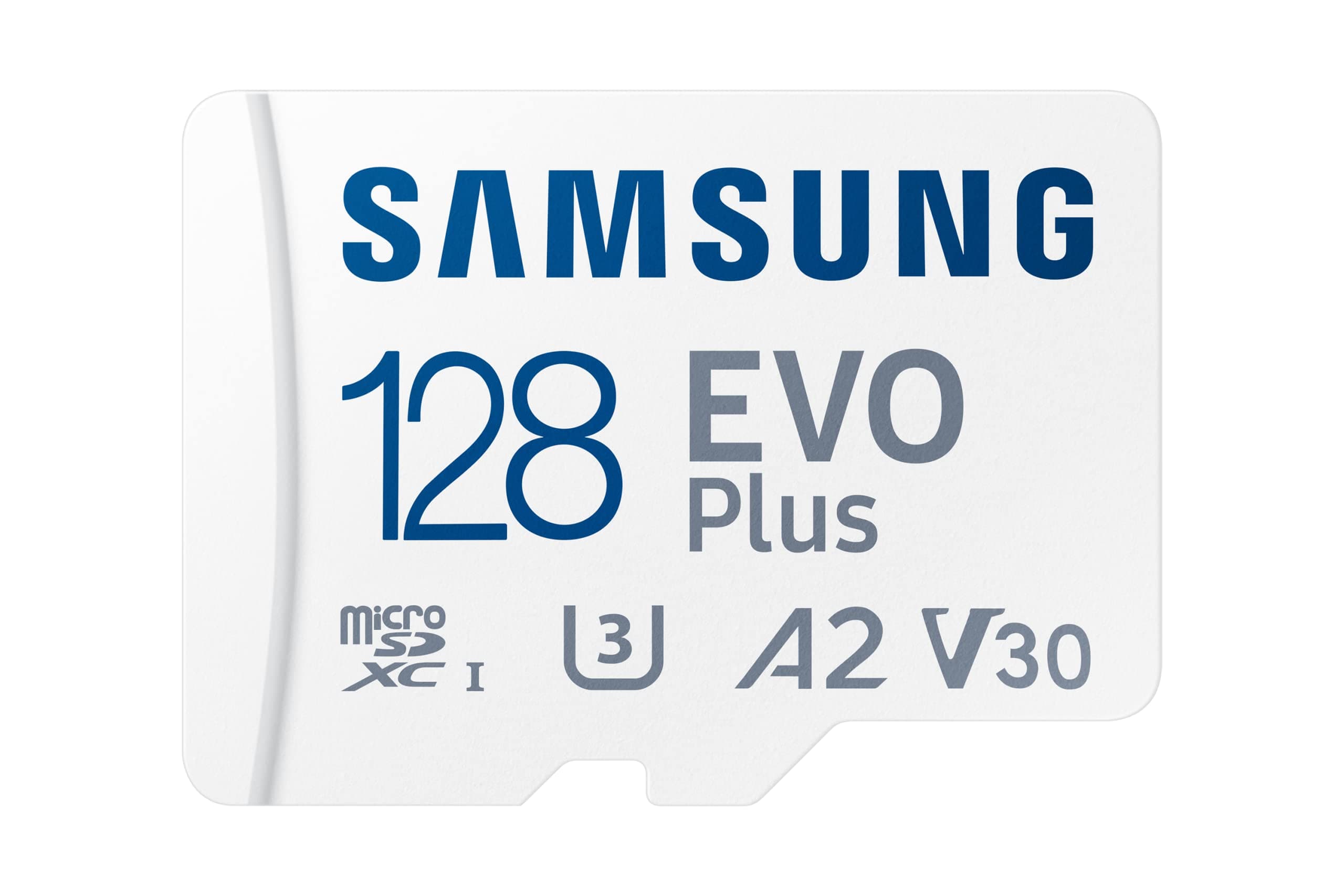Samsung EVO Plus 128GB Micro SDXC w/SD Adaptor, Up-to 160MB/s, Expanded Storage for Gaming Devices, Android Tablets and Smart Phones, Memory Card, MB-MC128SA/IN