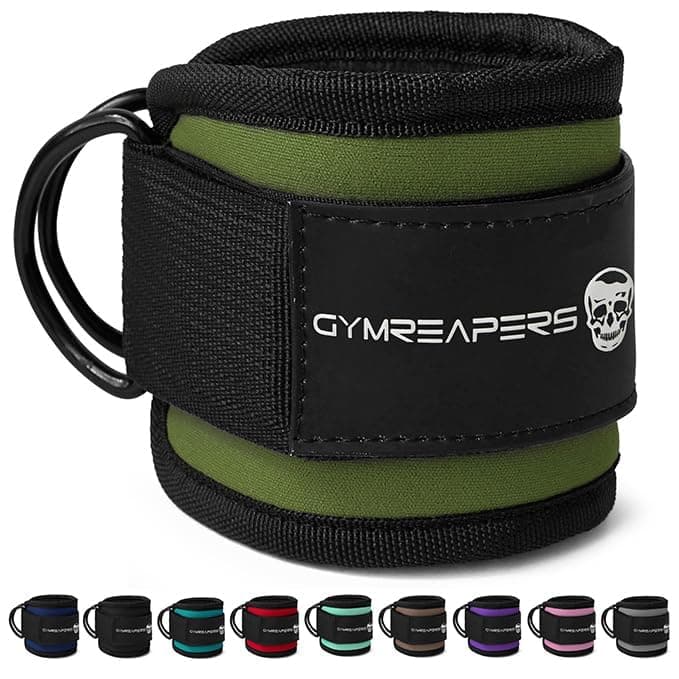 Gymreapers Ankle Straps (Pair) For Cable Machine Kickbacks, Glute Workouts, Lower Body Exercises - Adjustable Leg Straps with Neoprene Padding