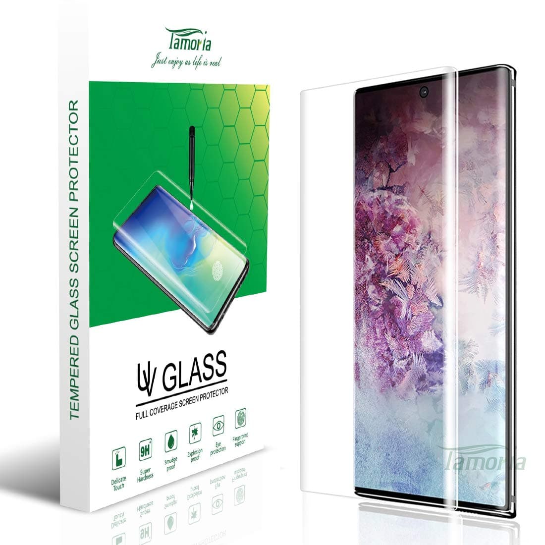 Galaxy Note 10 Plus Glass Screen Protector 0.2MM Curved Tempered Glass UV Fingerprint Sensor Compatible Full 3D Curved Edge Glass Screen Cover for Samsung Galaxy Note10 Plus/Note 10+