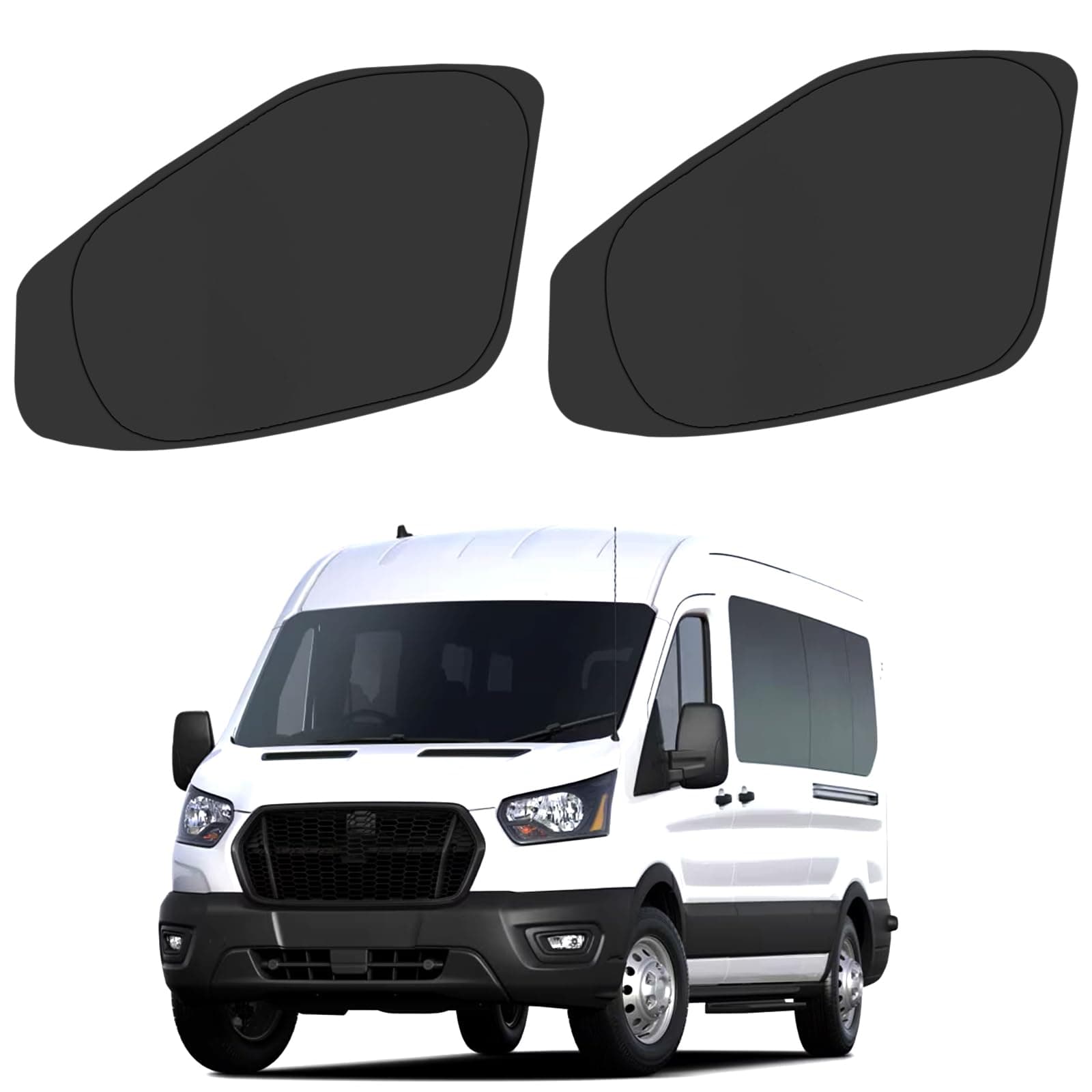 Front Side Window Sun Shade for 2015-2024 Fo-rd Transit Van High and Medium Roof Accessories, Foldable Window Sunshade Sun Visor Protector, Side Shades Sun Shield Blocks UV Ray Heat, Pack of 2