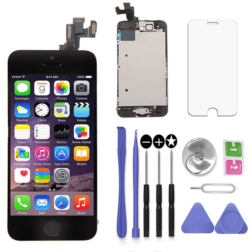 SNIDII Screen Replacement Black for iPhone 5S 4.0 inch with Earpiece and Came...