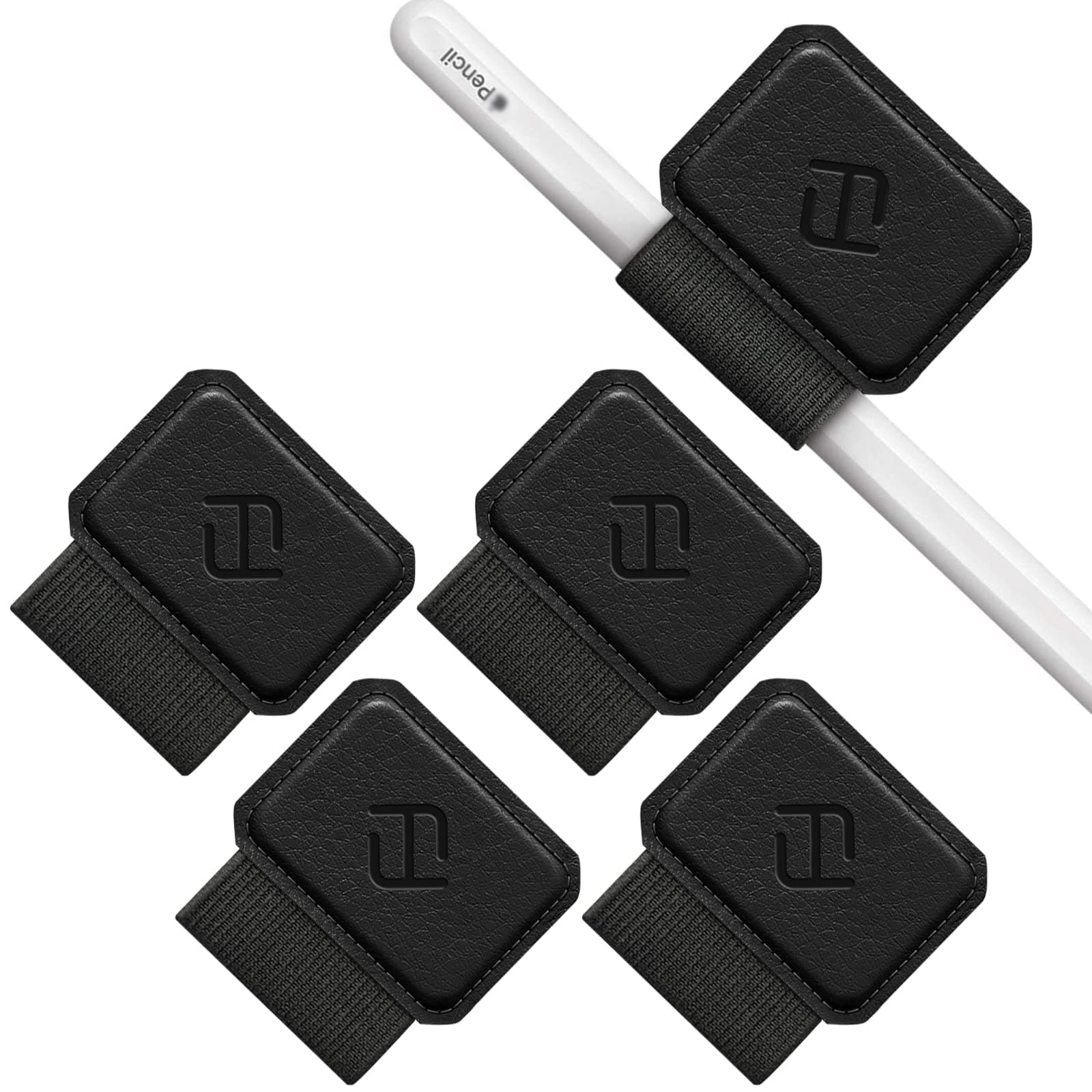 Fintie 4 Pack Pen Loop Holder for Apple Pencil Pro, Apple Pencil (USB-C / 1st / 2nd Generation) and Stylus Pens, Elastic Adhesive Leather Sleeve Attached to Cases, Black