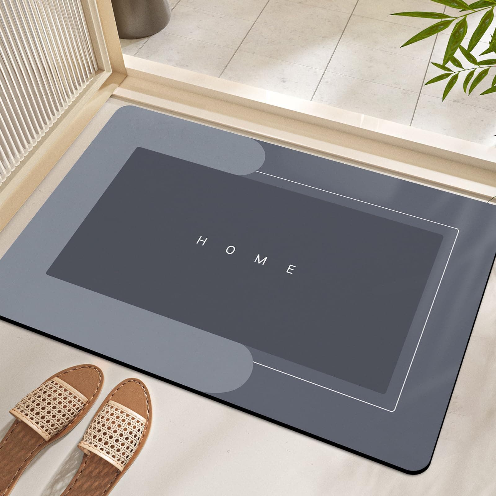 Super Absorbent Bath Mat Quick-Drying Thin Bathroom Mat Non-Slip Stain Resistant Bathroom Rug Kitchen Living Room Floor Mat Easy to Clean Shower Rug for Bathtub (Rectangle Blue, 40x60cm)