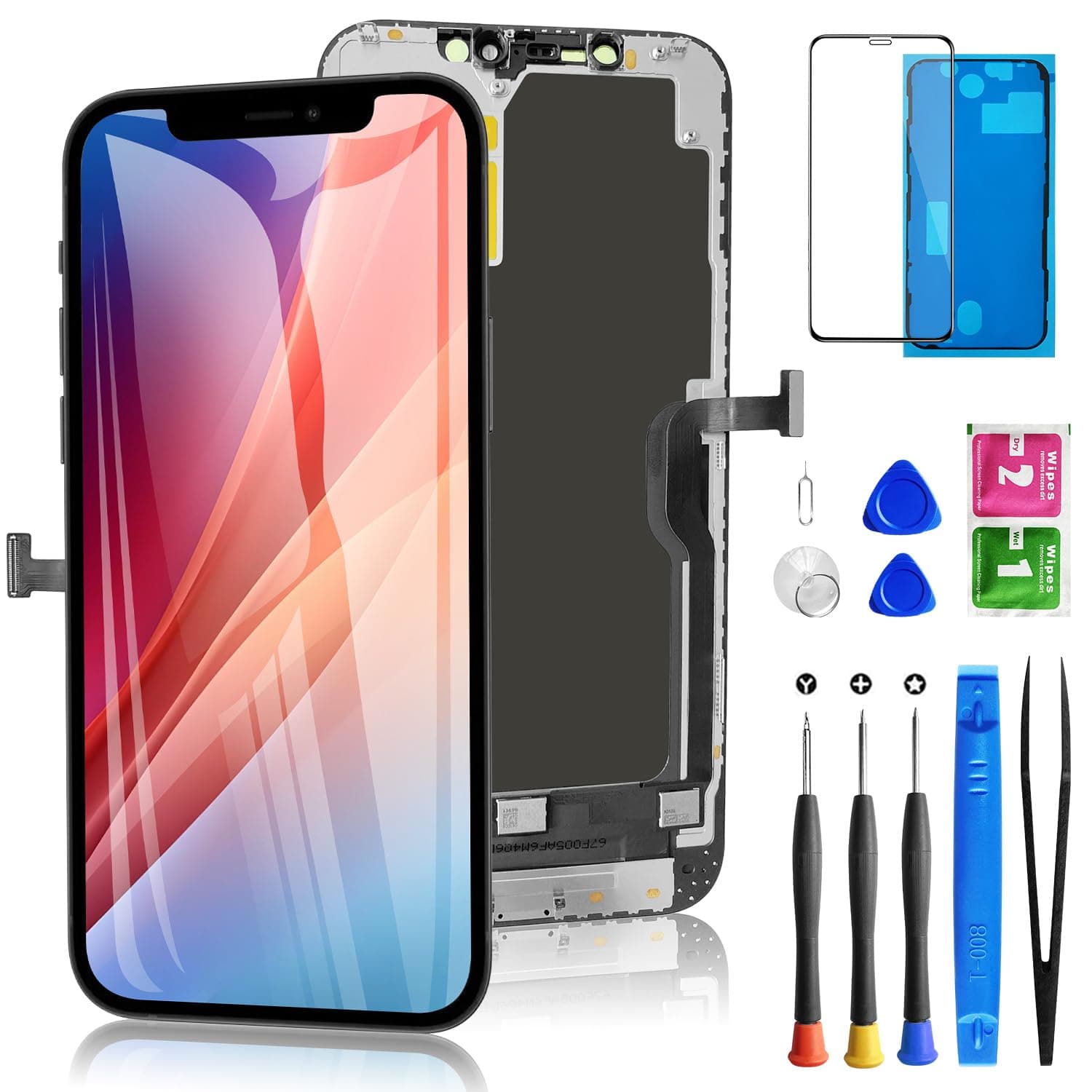 for iPhone 12 Pro Max Screen Replacement 6.7 Inch, Diykitpl 3D Touch LCD Digitizer Screen for A2342, A2411, A2412, A2410 with Repair Tools Kit+Screen Protector+Waterproof Frame