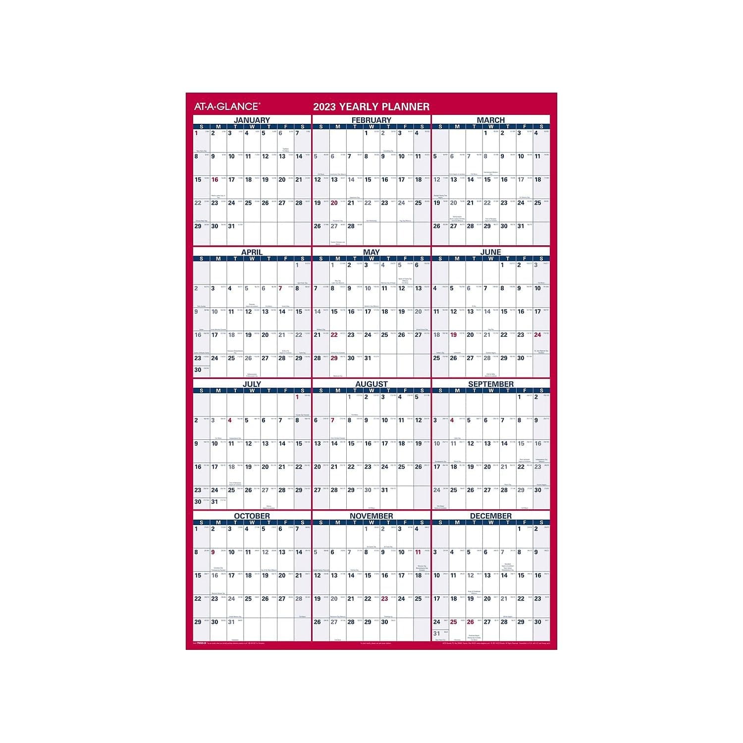 AT-A-GLANCE 2023 Erasable Calendar, Dry Erase Wall Planner, 48" x 32", Jumbo, Vertical/Horizontal, Reversible (PM32628),XL,2023 old Edition