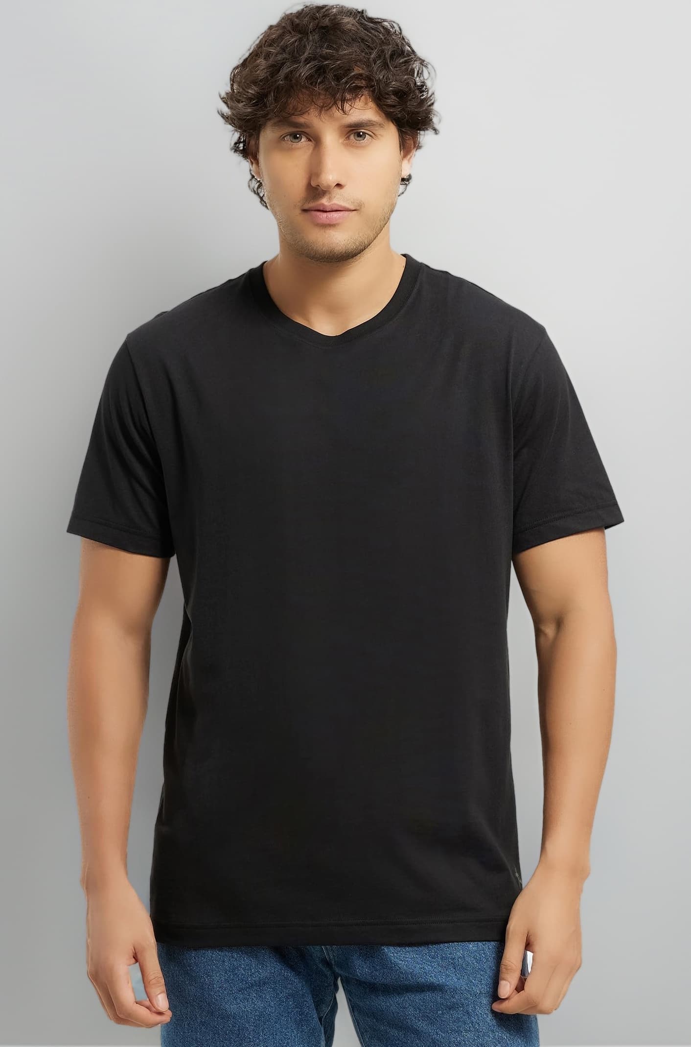 2714 Men's Super Combed Cotton Rich Solid Round Neck Half Sleeve T-Shirt