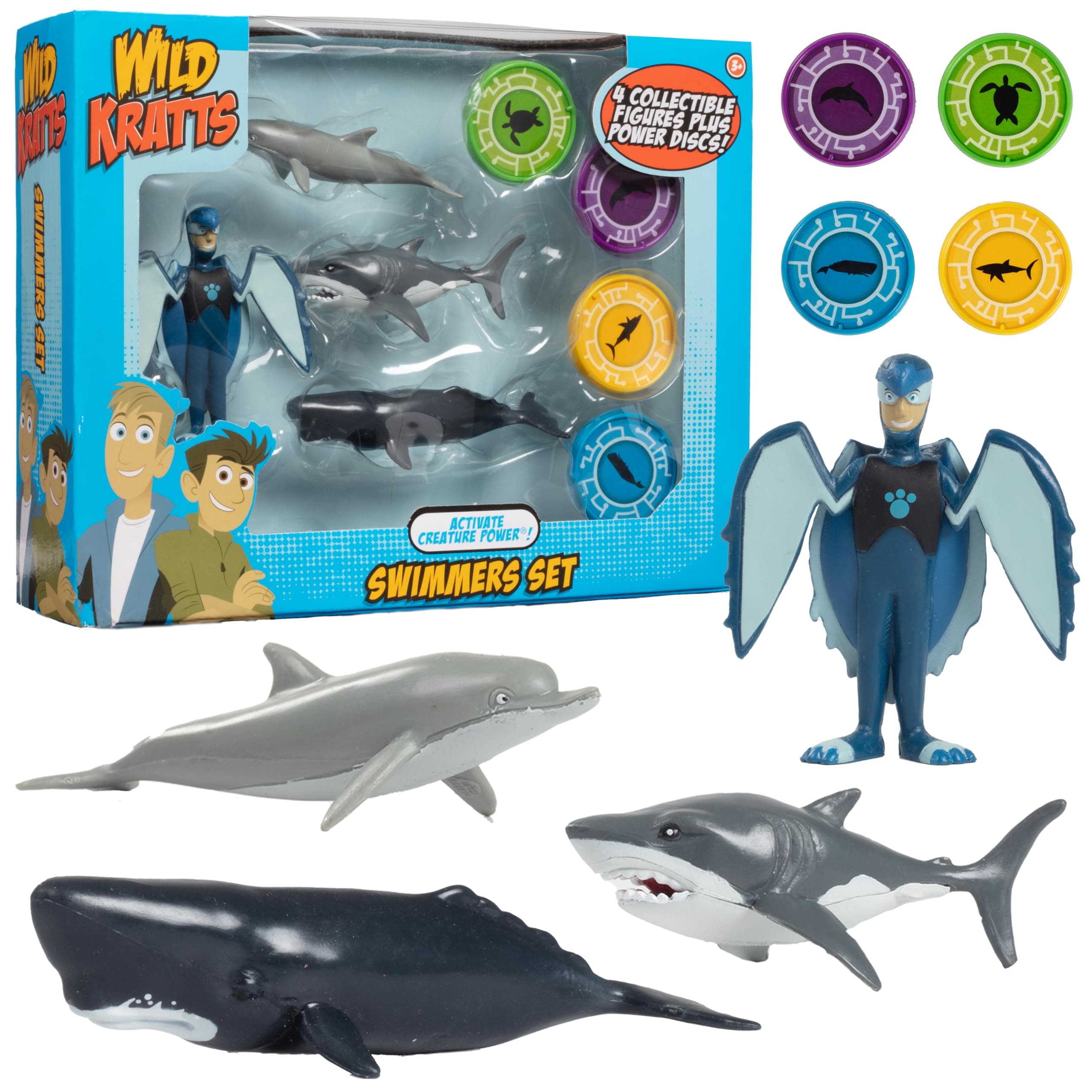 Wild Kratts 4-Pack Action Figure Set - Activate Creature Power - Swimmers