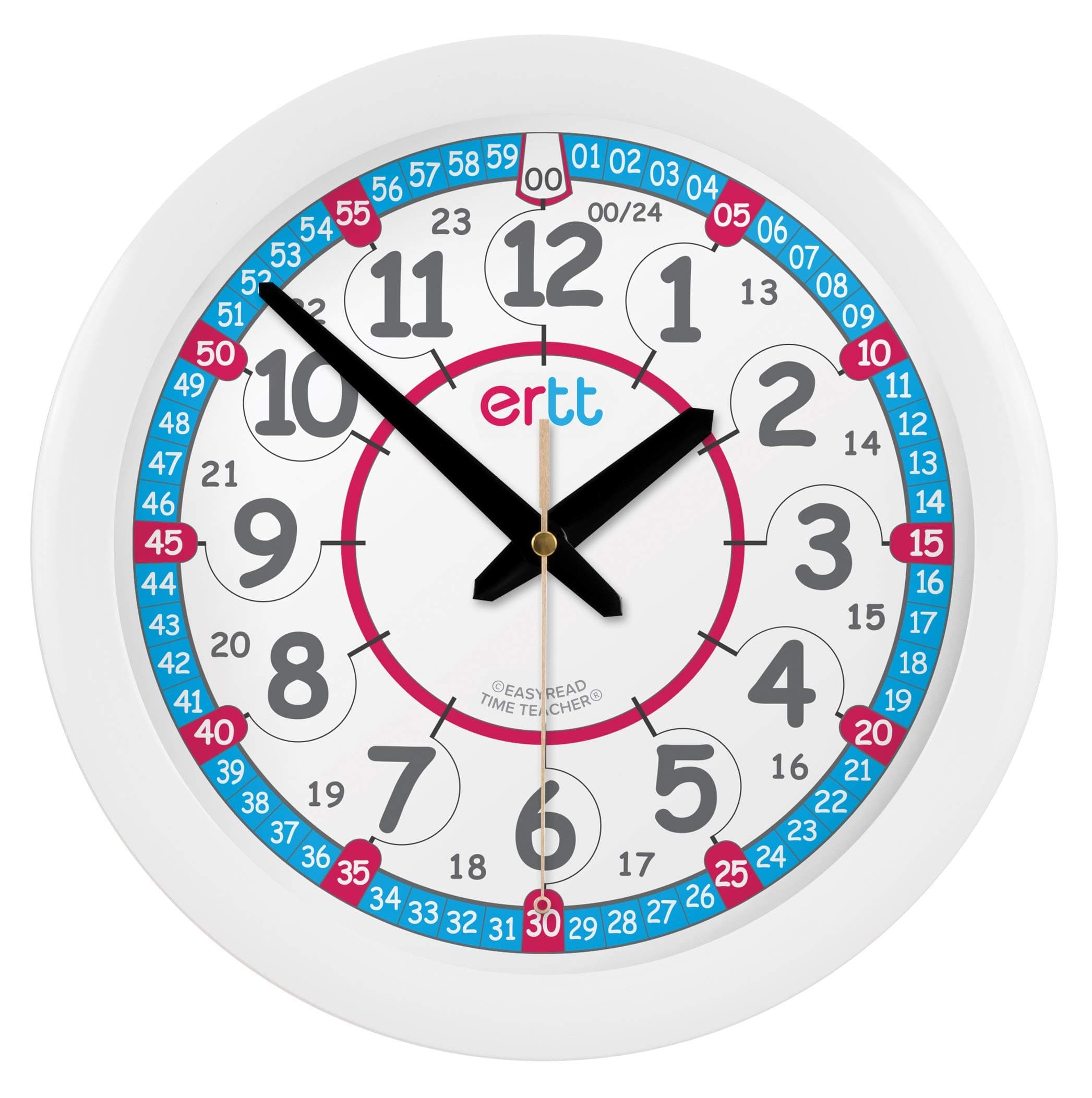 Teaching Wall Clock - Learn The Time Wall Clock - Kids Analog Clock for Classroom, Playroom, Bedroom, Educational Room Decor - School Clock for Kids with Red-Blue Face (29cm)