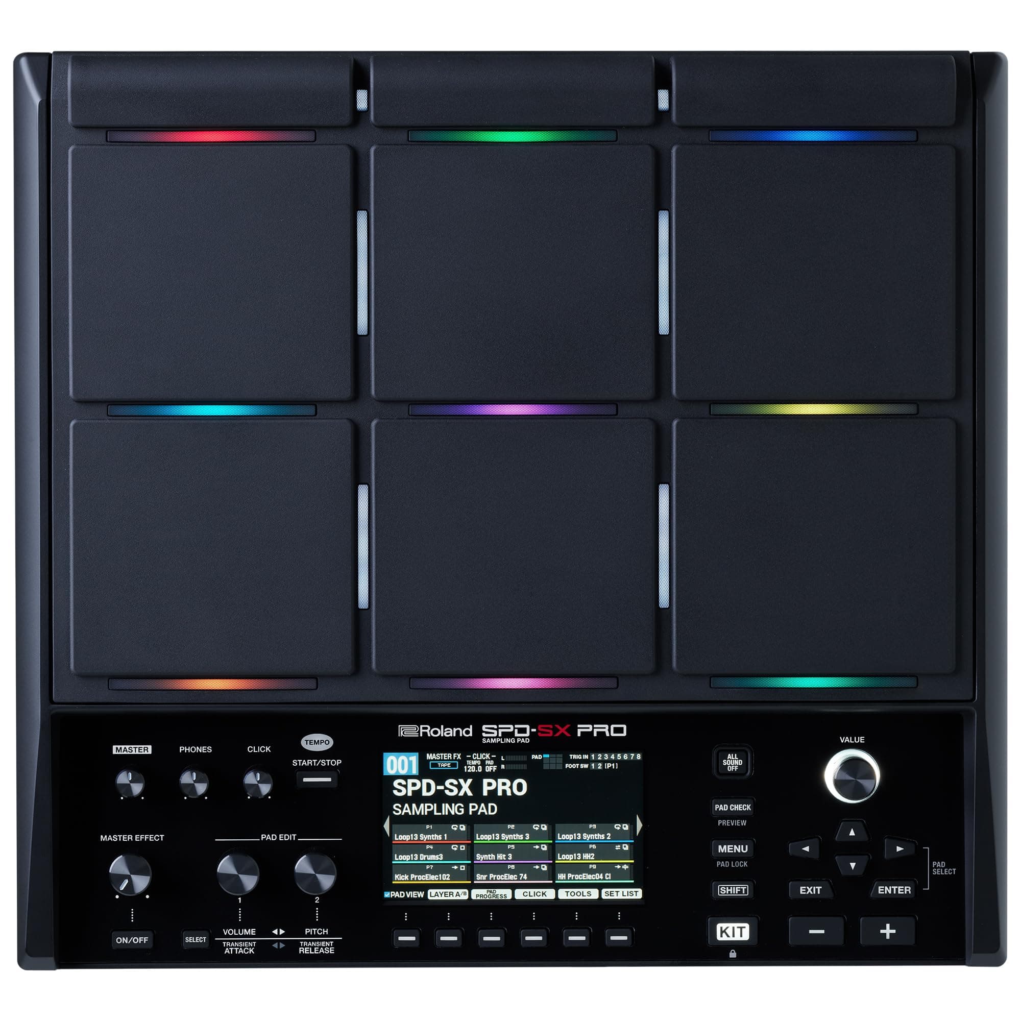 ROLAND SPD-SX PRO Sampling Pad | The Flagship for Drummers & Other Musicians | 9 Playing Surfaces, 8 External Trigger Inputs, Color Display, Customizable LEDs, Onboard FX More