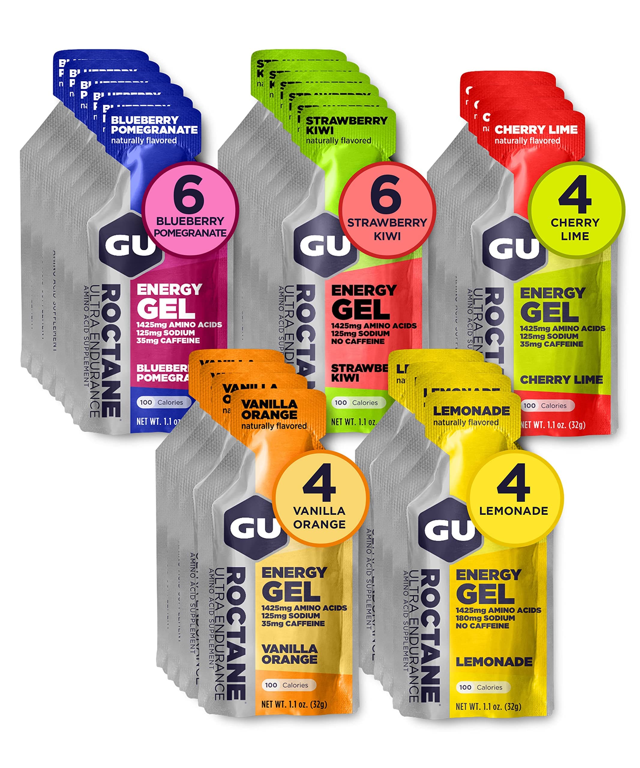 Roctane Ultra Endurance Energy Gel, Vegan, Gluten-Free, Kosher, and Dairy-Free On-The-Go Sports Nutrition for Running, Biking, Hiking or Skiing, Assorted Flavors,24-Count