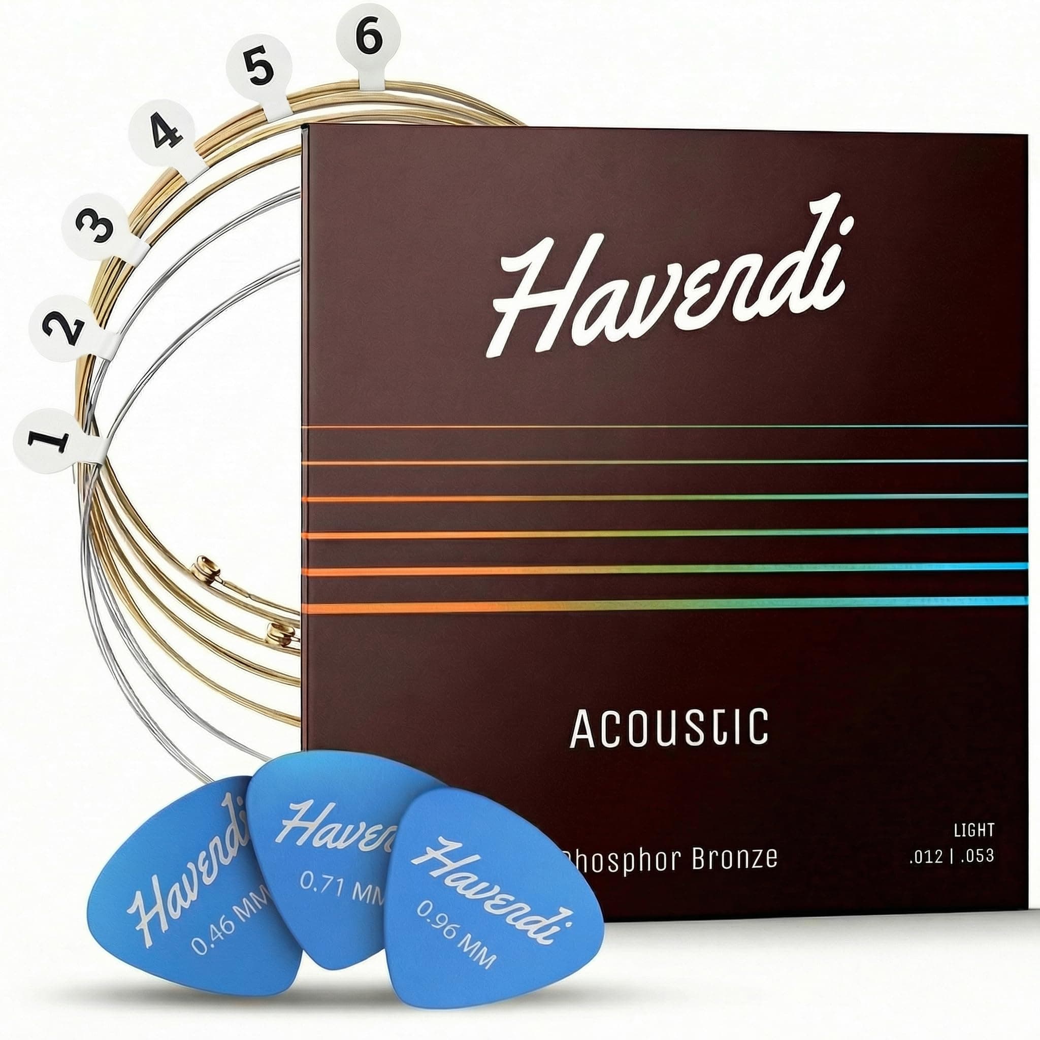Guitar Strings I Acoustic guitar strings with Phosphor Bronze Coating I Brilliant Sound Quality I Includes 3 Picks
