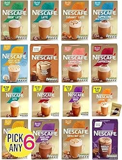 Nescafe Frothy Instant Coffee Sachets Pick Any 6 Packs From 20+ Flavours Inc. Starbucks, Decaf, Salted Caramel, Cappuccino, Latte, Mocha, Skinny, Iced, Oat, Toffee Nut, vanilla, Almond and More.